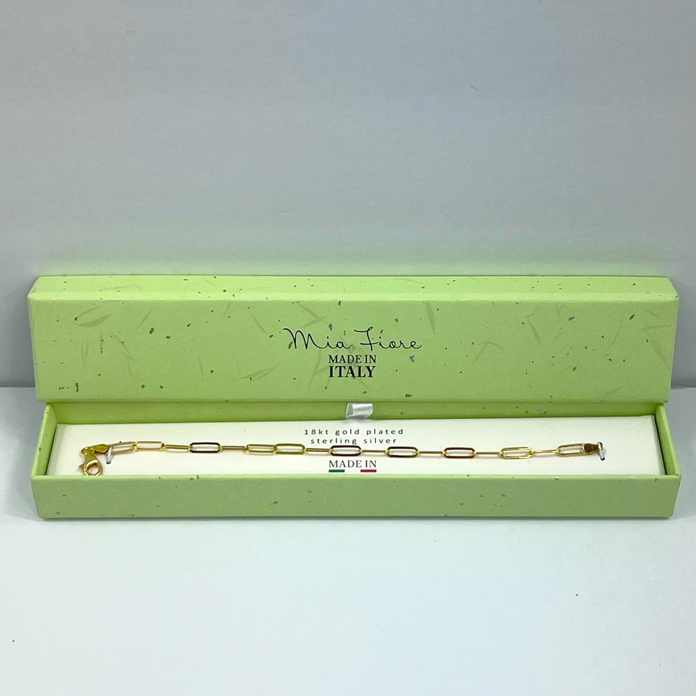MÍA FIORE, CHAIN LINK BRACELET, ITALIAN STERLING SILVER & GOLD PLATED, 7.5 INCHS